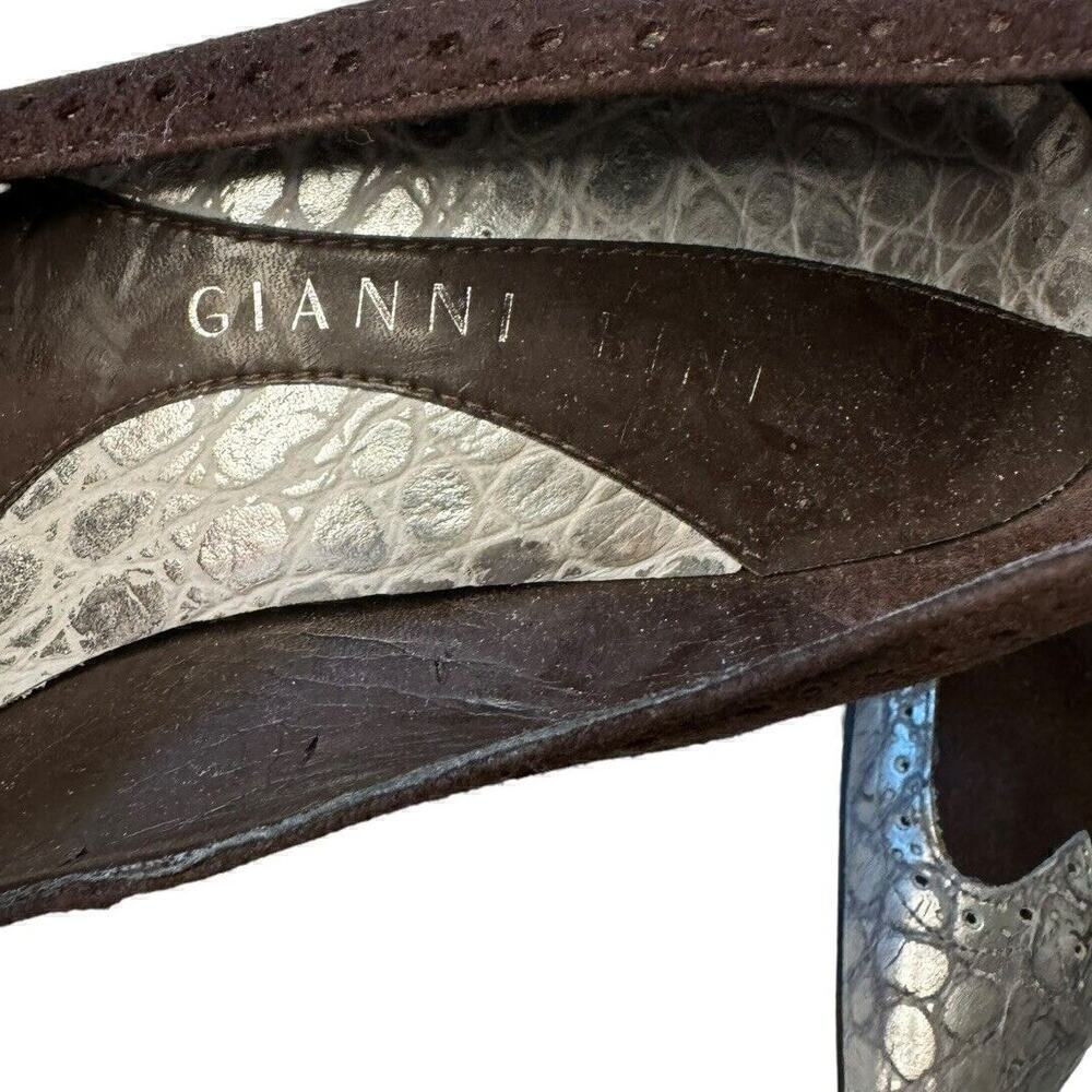 Gianni Bini Chocolate Brown Silver Cone Heel Pumps 7 M Stiletto - Picture 5 of 8